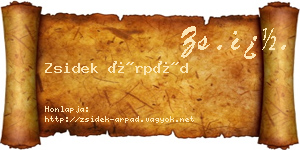 Zsidek Árpád névjegykártya